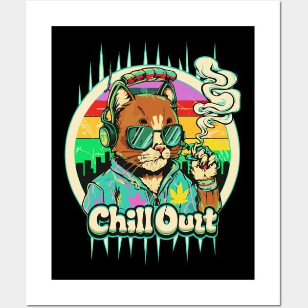 Chill Out: Hip Hop Cat Art Piece Wall Art by diegotorres